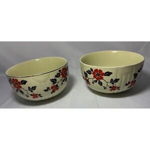 🌺Set Of 2 Vintage‎ Hall's Superior Quality Kitchenware Red Poppy Mixing Bowl 6"